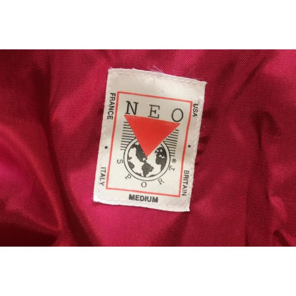 Vintage Neo-Sport USA made men's snap front wool leather varsity‎ jacket M USA